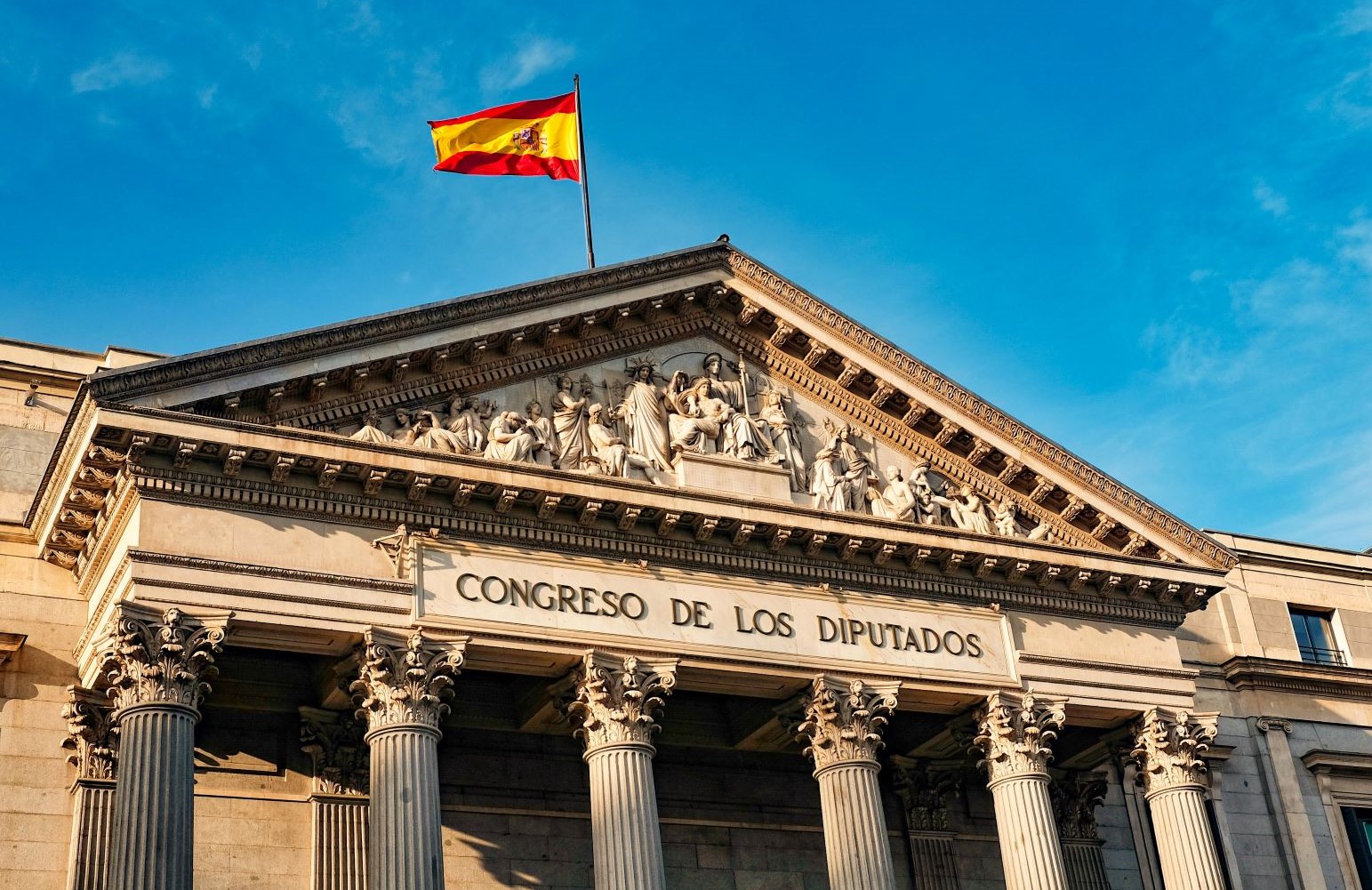 building with Spanish flag