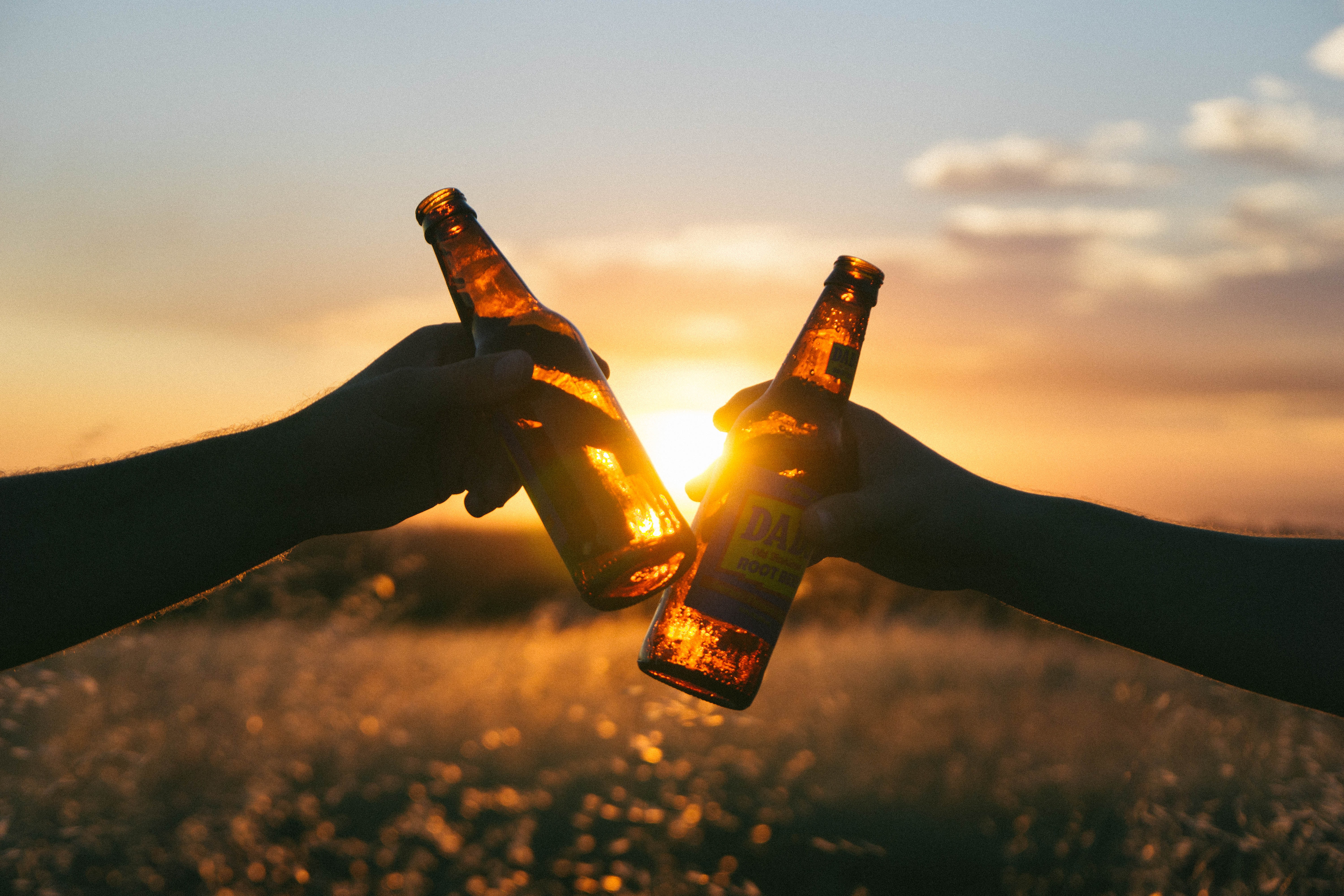 two beer bottles